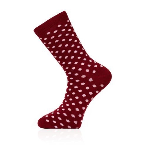 red sock with white polka dot