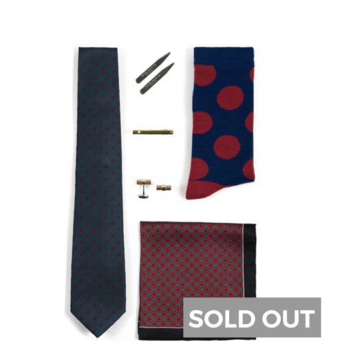 Casino Royal Style Box red silk tie pocket square socks gold cuff links and tie bar for men suit accessories sold out
